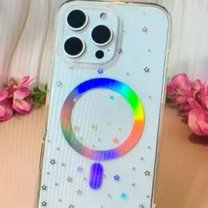Casetify White Case with Rainbow and Star Accents